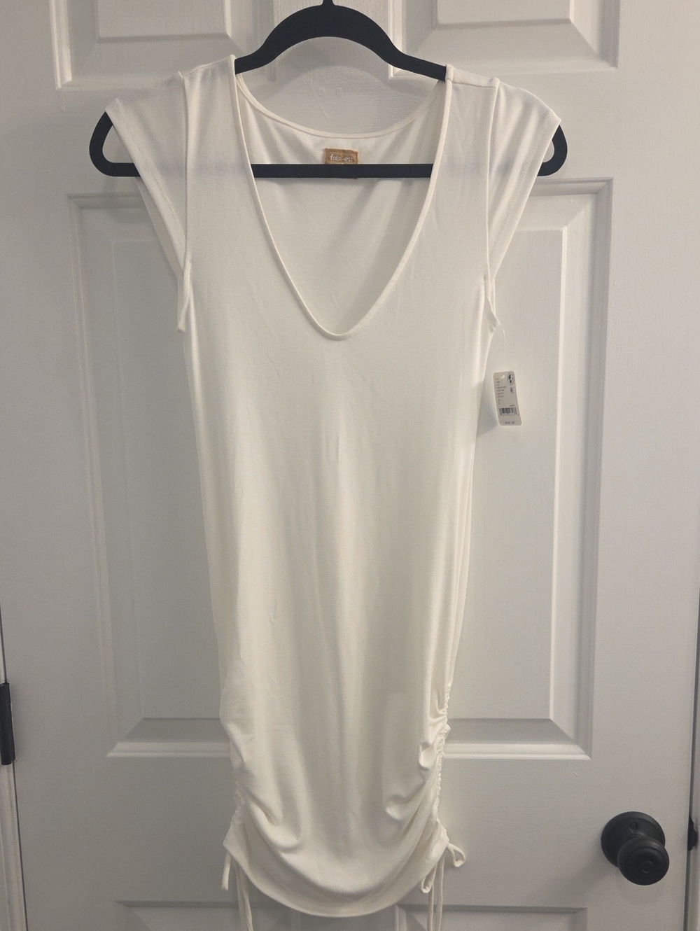 Free People Women’s White V-Neck Drawstring Tank Dress
